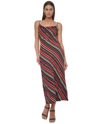 DKNY Womens Printed Cowl-Neck Slee Black Multi 16