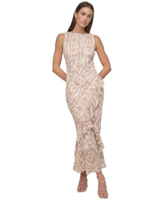 DKNY Womens Jewel-Neck Sleeveless IvoryBlush 8