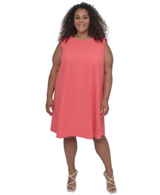 DKNY Plus Size Jewel-Neck Sleeveles Coral 14W