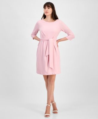 Tahari ASL Womens Tie-Waist 34-Sleeve S Bubblegum 12