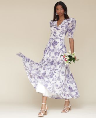 Avec Les Filles Womens Floral-Print Puffed-Sh Porcelain Floral 2