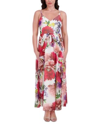 Siena Womens Floral-Print Ruffle-Tr Blue Multi 6