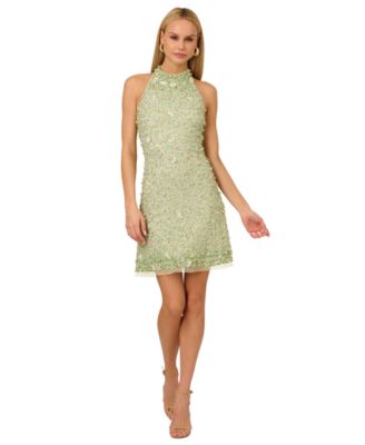 Adrianna Womens Embellished Halter-Nec Aloe Mist 2M