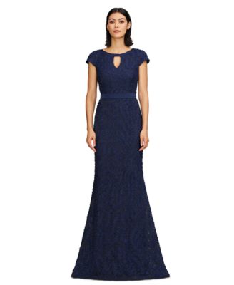 JS Collections Womens Leigh 3D-Floral Keyhol Navy 6