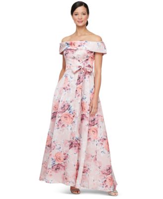 Alex Evenings Womens Floral-Print Off-The-S Blush Multi 14