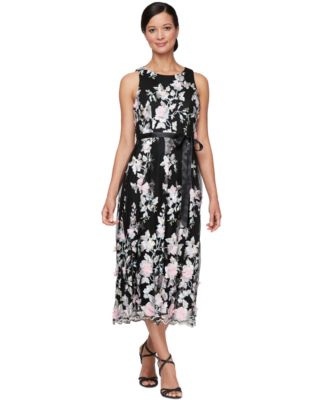 Alex Evenings Womens Embroidered-Chiffon Sa Black Multi 10