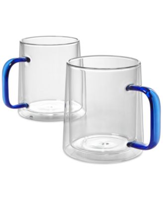 The Cellar Blue Handle Glass Mugs, Set of Blue