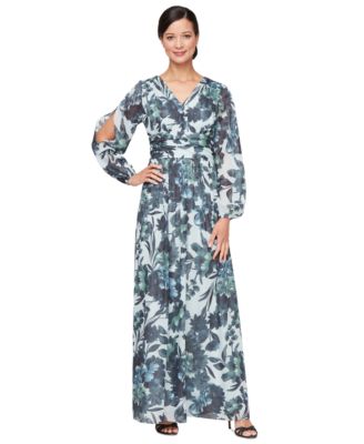 SL Fashions Petite Floral-Print Blouson-Sl Blk Multi 6P