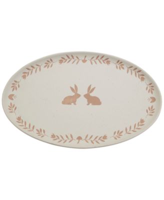 Haven 16 Bunny Print Ceramic Oval S Natural With Black Speckles