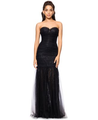 Betsy Adam Womens Sequined Lace Corset G Black 4