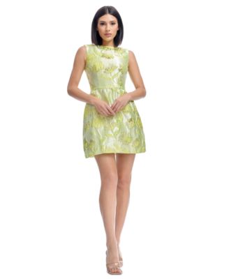 Dress the Population Womens Jackie Jacquard Mini D Lemongrass Multi S