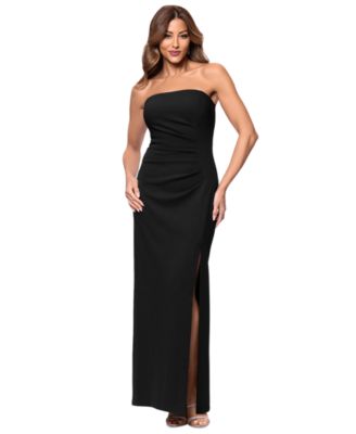 XSCAPE Womens Ruched Strapless Gown Black 4