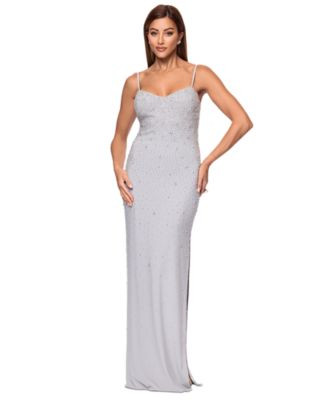 XSCAPE Womens Beaded Gown Silver 12