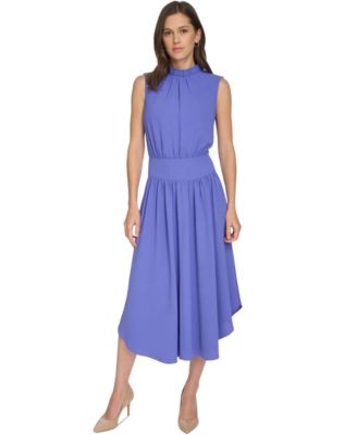 Calvin Klein Womens Mock-Neck A-Line Midi Lilac 14