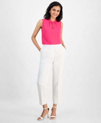 Kasper Womens Mid-Rise Straight-Leg Lily White 10