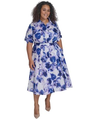 Calvin Klein Plus Size Printed Tie-Waist Co Opal Multi 16W