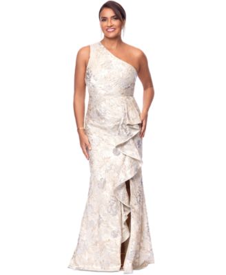 XSCAPE Womens Metallic Jacquard One- Champagne 14