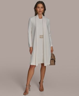 Donna Karan New York Womens Shawl-Collar Chain Tri Cream 14