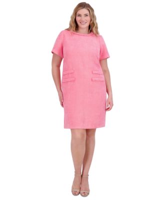 Eliza J Plus Size Braided-Trim Short-S Pink 16W
