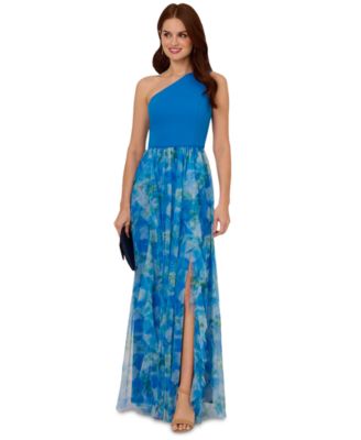 Adrianna Papell Womens Sweetpea Mixed-Media G Blue Multi 8