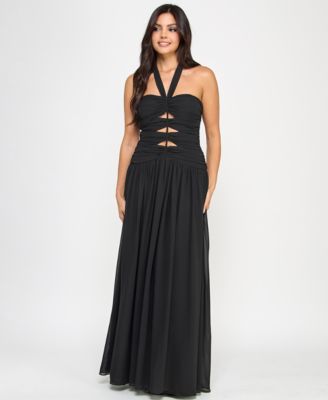B Darlin Juniors Cutout Gathered Sleev Black 78