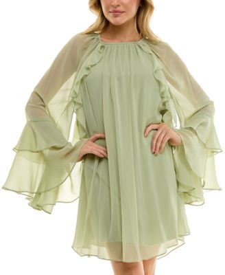 B Darlin Juniors Ruffled Chiffon Long- Pink 34