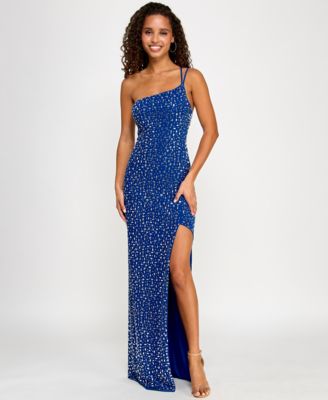 B Darlin Juniors Embellished One-Shoul Royal 34
