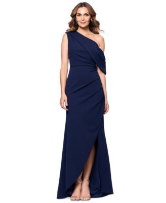 Betsy Adam Womens Off-The-Shoulder Side- Navy 14