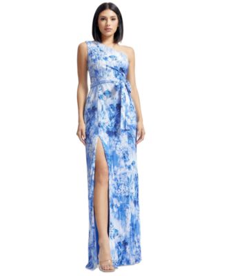 Dress the Population Womens Bella Floral-Print Ple Blue S