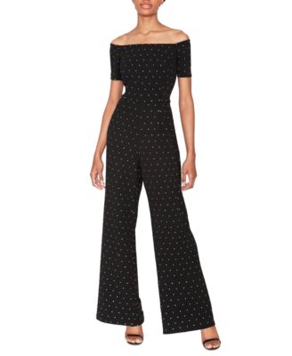 WHITE TIE by Shani Womens Off-The-Shoulder Jumps Black 2