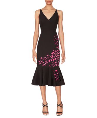 WHITE TIE by Shani Womens Laser Cut Flounce-Hem BlackPink 8