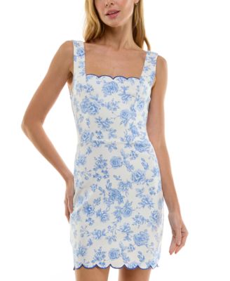 Trixxi Juniors Floral Print Scallope Whtbluflr M