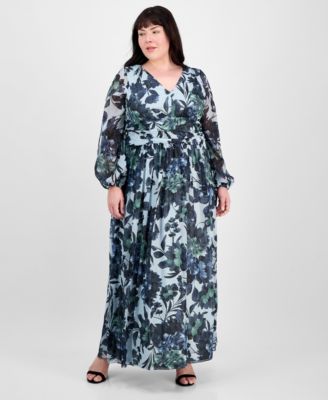 SL Fashions Plus Size Floral-Print Blouson Black Multi 18W