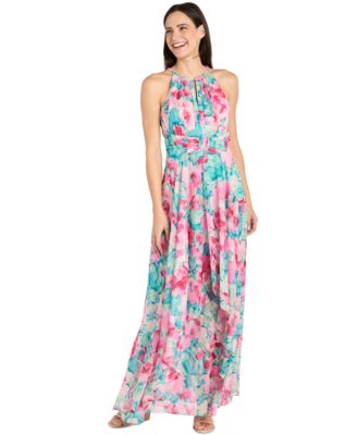 R M Richards Womens Floral-Print Halter Go JadePink 12
