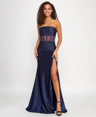 Emerald Sundae Juniors Glittered Satin Corse Navy S