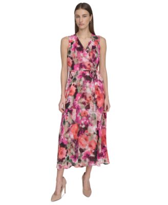 Calvin Klein Petite Floral-Print Maxi Dress Hibiscus Multi 8P