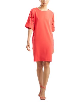 Natori Womens Scoop-Neck Scuba Dress Cayenne S