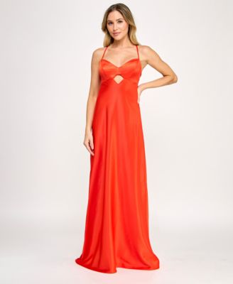 SENI CADE Juniors Satin Lace-Up Cutout Tomato S