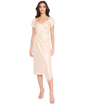 Tahari ASL Womens Sweetheart-Neck Asymme Champagne 16