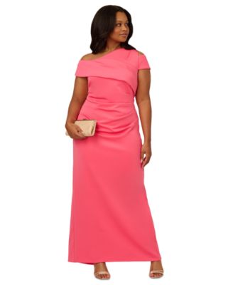 Adrianna Papell Womens Asymmetrical Draped Go Emerald 18W
