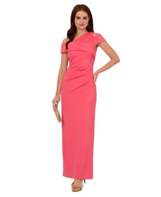 Adrianna Papell Womens Asymmetrical Ruched Go Azalea Pink 12