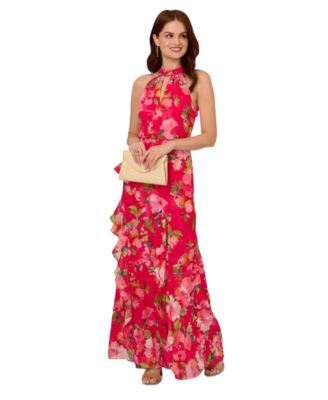 Adrianna Papell Womens Printed Sleeveless Mer Pink Multi 14