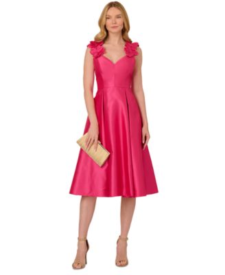 Adrianna Papell Womens Floral Applique Fit Electric Pink 14