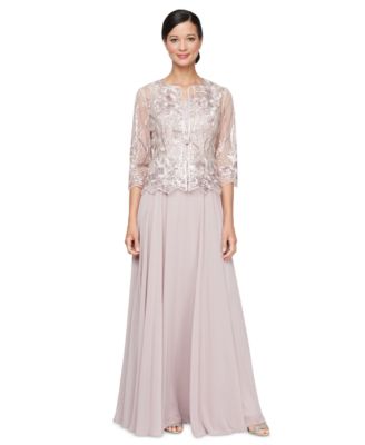Alex Evenings Womens 2-Pc. Embroidered Jack Blush 10