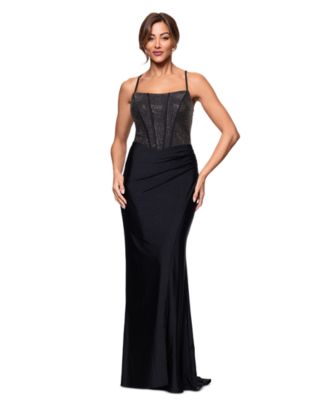 Betsy Adam Womens Studded Square-Neck Sl BlackGunmetal 8