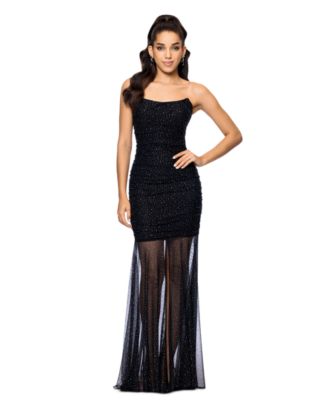 Betsy Adam Womens Studded Mesh Strapless BlackSilver 4