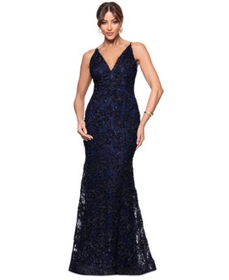 XSCAPE Womens Embellished Soutache L BlackNavy 12
