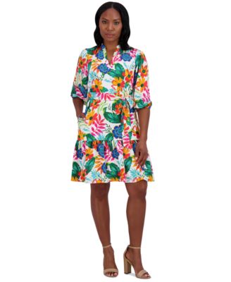 Jessica Howard Petite Floral Balloon-Sleeve S Ivory Multi 14P