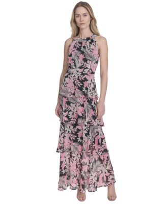Tommy Hilfiger Womens Floral Ruffle-Tiered H Peony Multi 4