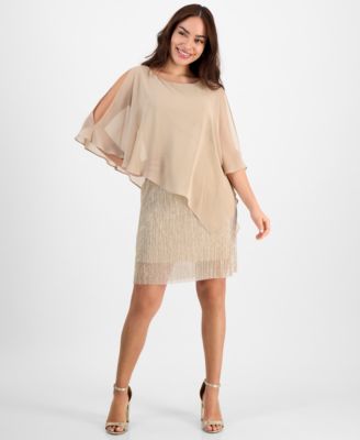 Connected Petite Cape-Overlay Metallic A GoldSilver 14P